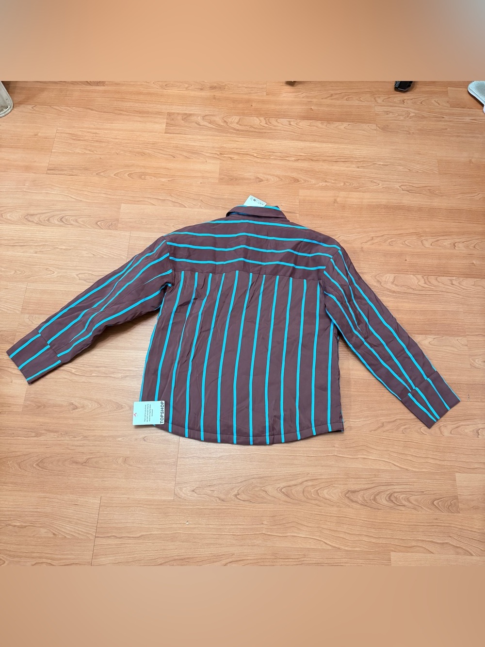 Topshop quilted oversized striped shirt sz 4 - Picture 4 of 9
